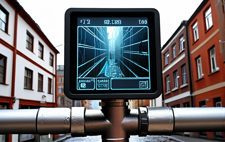 **Image Prompt:** Smart sensor network monitoring water pipes in a city, detecting leaks with data visualization overlays. Focus on the technology and urban environment.