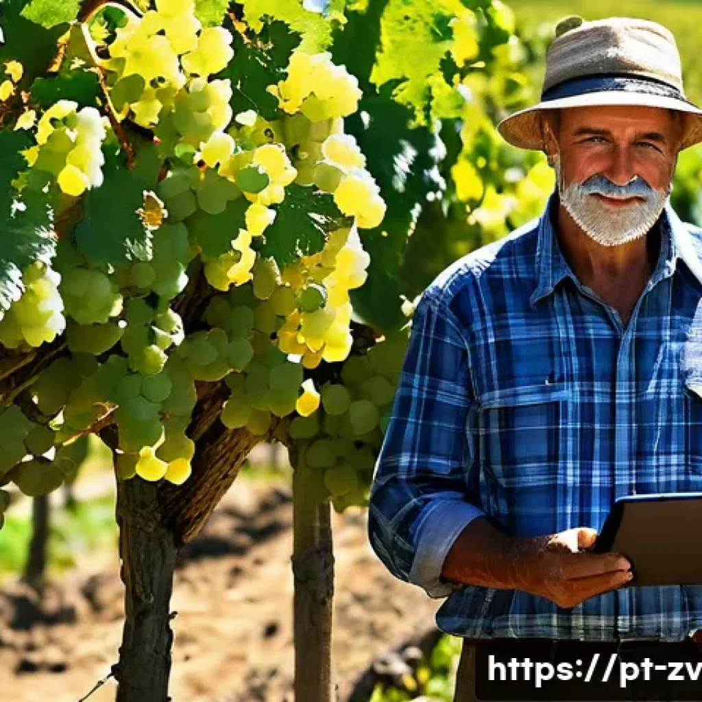 스마트 팜을 위한 센서 네트워크 설계 - **Prompt 1: "A mid-aged Portuguese farmer, with a warm, weathered face, stands proudly in a vibrant ...