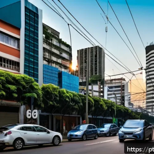 Home 30 실시간 데이터 수집을 위한 센서 네트워크 - A detailed urban scene in São Paulo featuring smart air quality sensors mounted on streetlights and ...