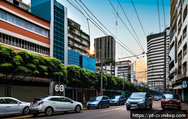 실시간 데이터 수집을 위한 센서 네트워크 - A detailed urban scene in São Paulo featuring smart air quality sensors mounted on streetlights and ...